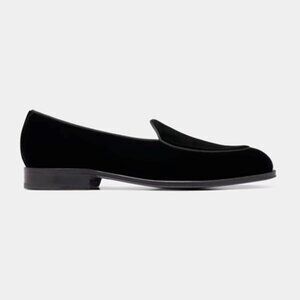 SuitSupply Black Tuxedo Slip-On Velvet Shoes